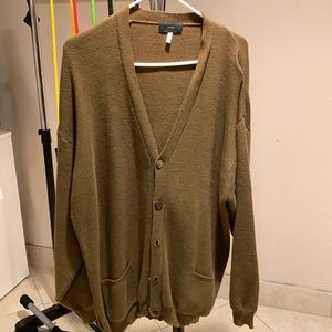 Zanone made in Italy cotton men cardigan , size 52 Italian , brown with red